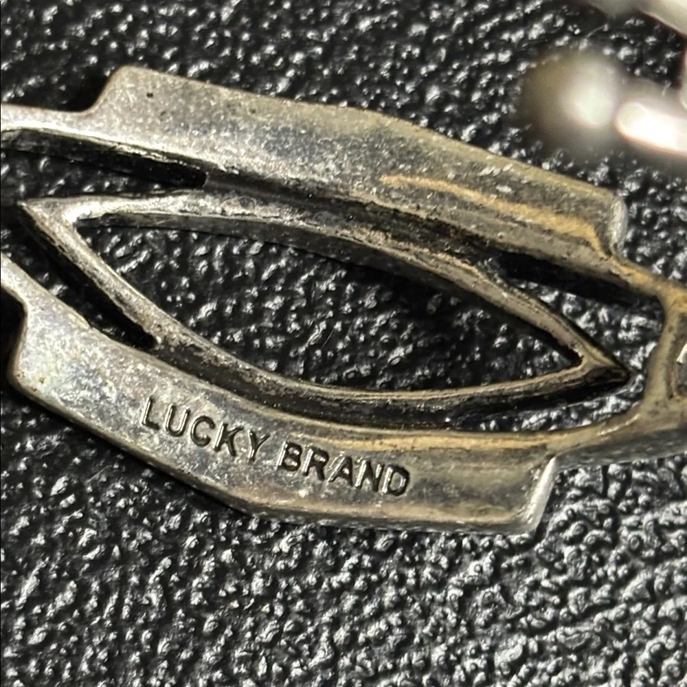 Lucky Brand Silver Tone Pave Hematite Openwork Cuff Bracelet